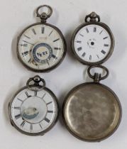 Three late 19th/ early 20th century silver open faced fob watches together with a silver pocket