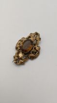 A yellow metal Victorian citrine brooch 9.6g Location: