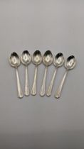 Six silver coffee spoons, hallmarked Birmingham 1937, total weight 69.5g, Location: