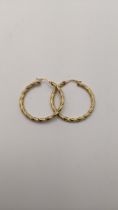 A pair of 9ct gold twisted rope earrings, 2.4g Location: