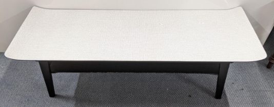 A retro design Formica top coffee table with shelf below, 38cm h x 112.5cm w Location: