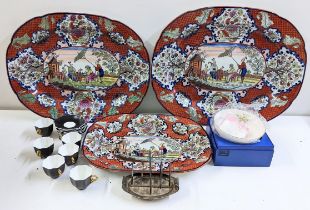 A set of three graduated Victorian meat plates in the Doctor calling pattern, a silver plated Walker