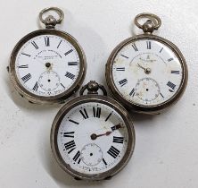 Three late 19th/early 20th century silver open faced pocket watches to include a John Forrest, W.