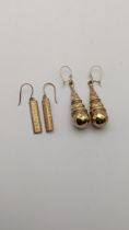 Two pairs of 9ct gold earrings, total weight 4.1g Location: