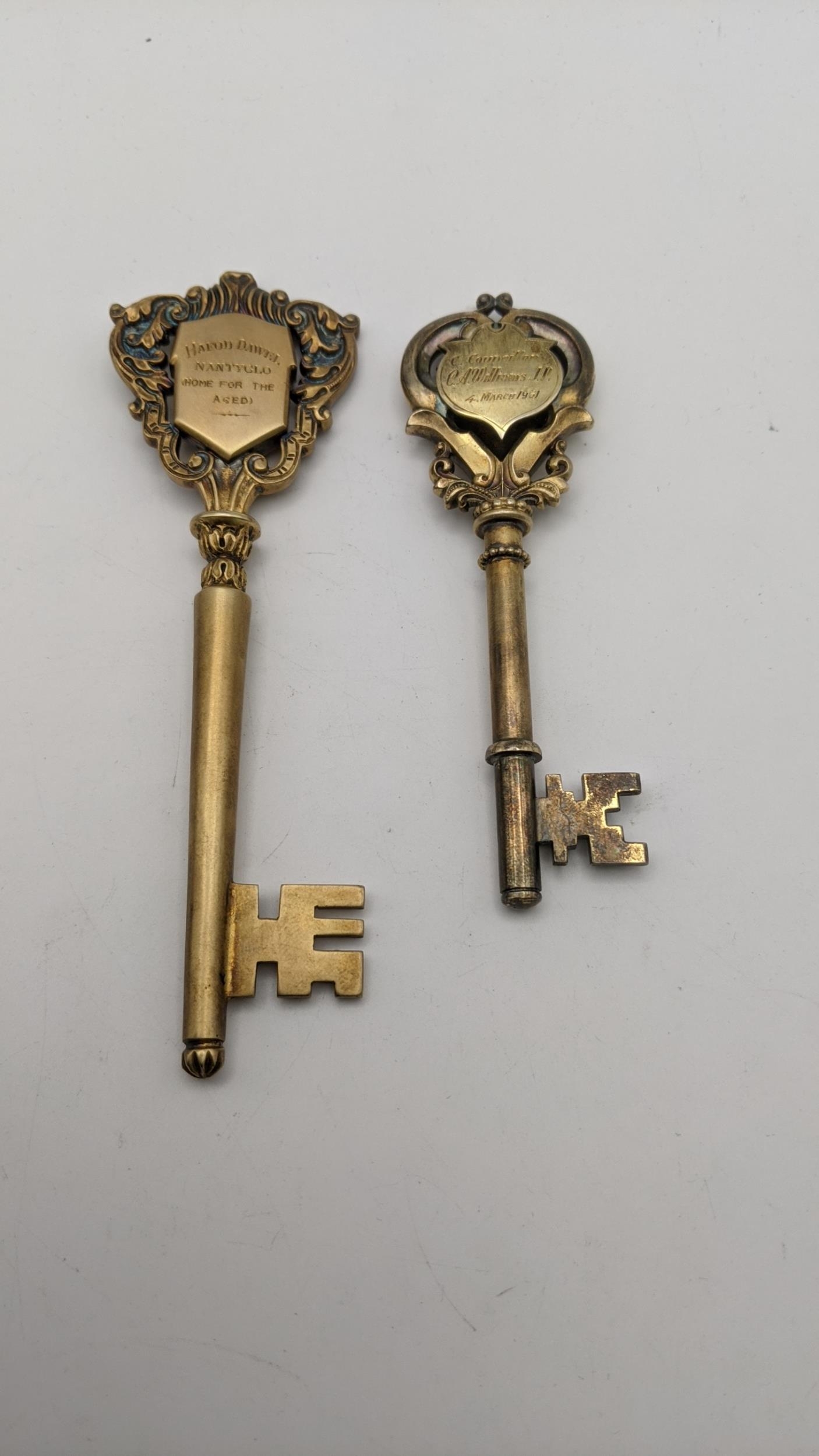 Two silver gilt presentation keys box, one hallmarked Birmingham 1962 and the other hallmarked - Image 2 of 2