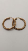 A pair of 9ct gold Creole hoop earrings, total weight 3.1g Location: