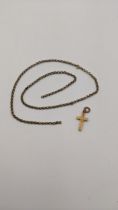 A yellow metal necklace A/F, together with a 9ct gold cross pendant 4.1g Location: