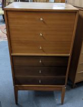 A mid 20th century Uniflex tall chest of six drawers on tapering legs, 115.5cm h x 61cm w Location: