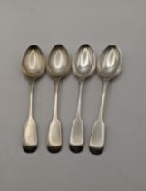 Four fiddle pattern silver teaspoons, hallmarked Sheffield 1909, total weight 98.6g, Location: