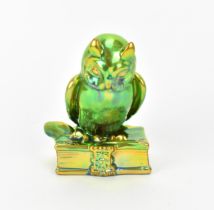 A Hungarian Zsolnay Eosin green iridescent model of an owl, first half 20th century, with factory