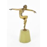 After Josef Lorenzl (1852-1950) Austrian small Art Deco bronze figure of a female dancer on a