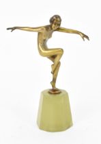 After Josef Lorenzl (1852-1950) Austrian small Art Deco bronze figure of a female dancer on a