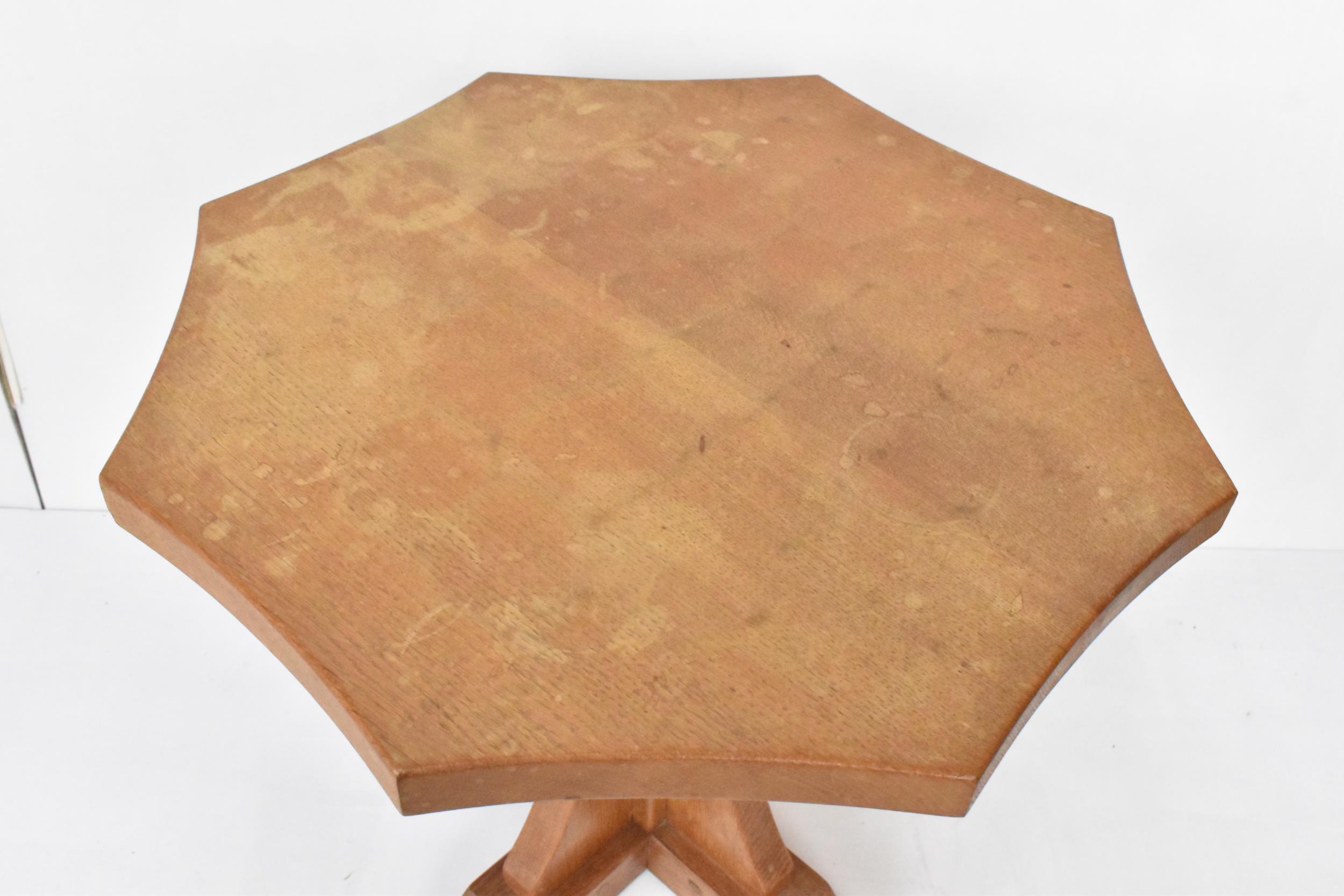 Robert 'Mouseman' Thompson (1876-1955) An oak coffee table, circa 1955, having an inverted curved - Image 2 of 7