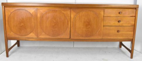 A 1960s Patrick Lee for Nathan teak sideboard circles pattern credenza, the sideboard having a