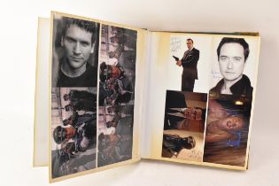 A Doctor Who album of autographs on photos, signed by several cast members to include Timothy