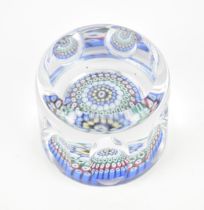 A Whitefriars millefiori 1970s paperweight, window cut of cylindrical form with flat top, dated in