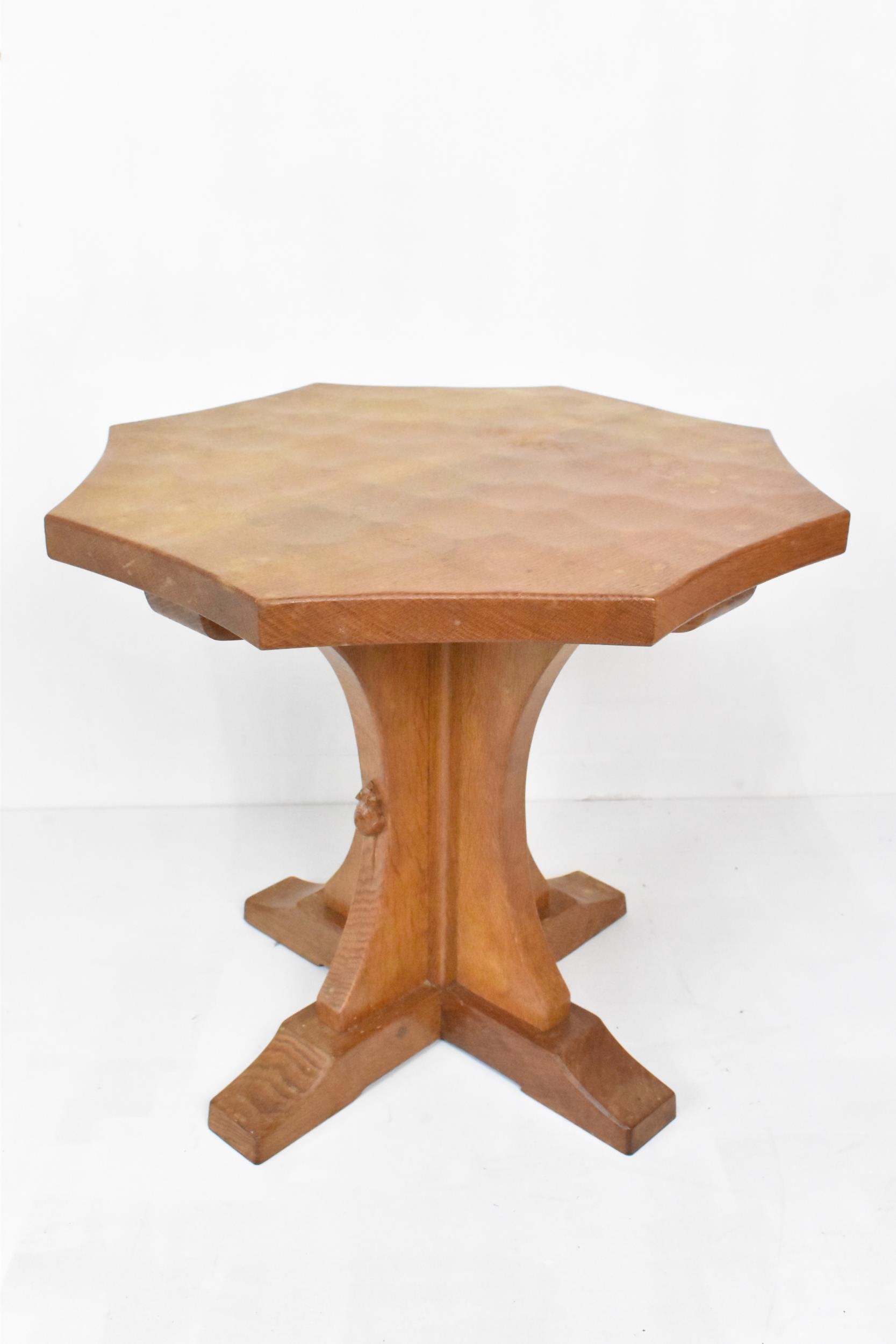 Robert 'Mouseman' Thompson (1876-1955) An oak coffee table, circa 1955, having an inverted curved - Image 6 of 7