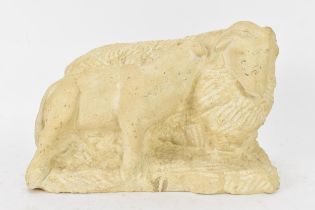 Wendy Dale - A late 20th century carved Lincoln stone sculpture of two sheep, with original receipt,