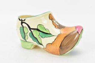 A Clarice Cliff Bizarre Art Deco period hand painted Clog / Sabot c.1930, decorated with flowers and