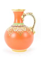 A 19th century Aesthetic movement jug by Samuel Alcock, painted and gilded with flowers against an