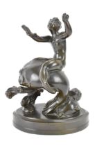 Just Anderson (1884-1943) A patinated bronzed ornament 'Child of the Sea' of a boy riding a fish,