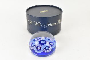 A Whitefriars 1978 glass 'Garland' paperweight, of domed shape in blue with interlaced garland