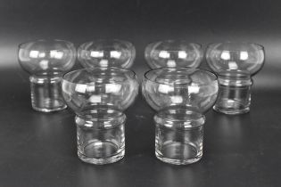 Kaj Franck for Nuutajarvi, a set of six glass tumblers, model no 1727, produced between 1959-1961,