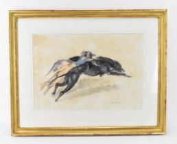 John Skeaping (1901 - 1980) British 'No 74 out of the traps', depicting racing greyhounds, pastel on