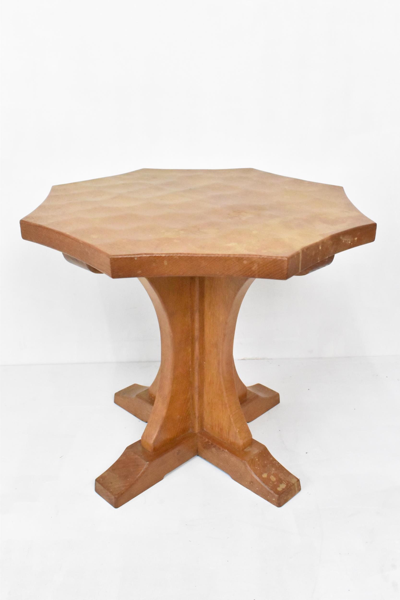 Robert 'Mouseman' Thompson (1876-1955) An oak coffee table, circa 1955, having an inverted curved - Image 7 of 7