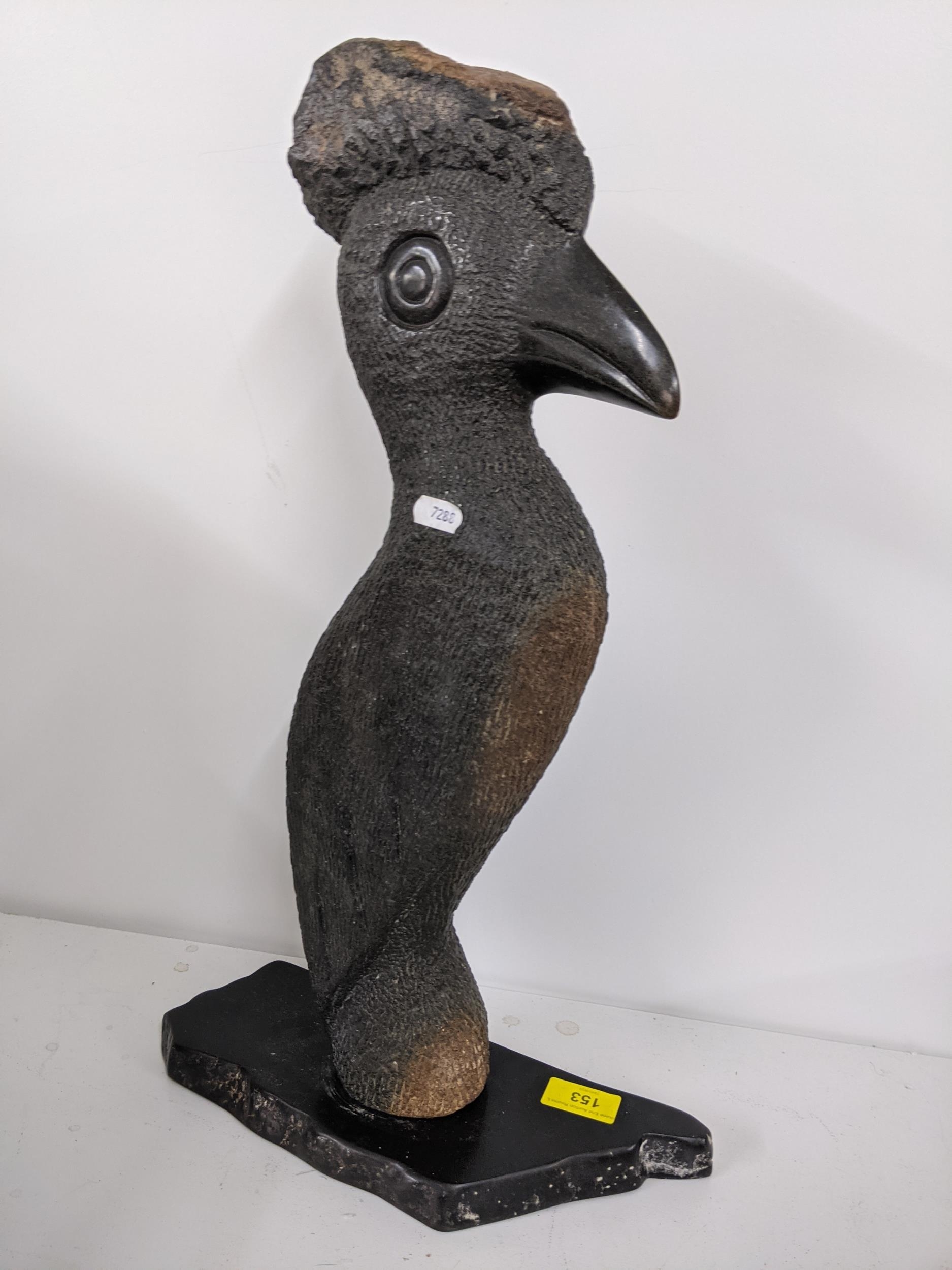 A Breon O'Casey style carved stone studio art sculpture of an Esher bird on a marble base, Location: - Image 4 of 6