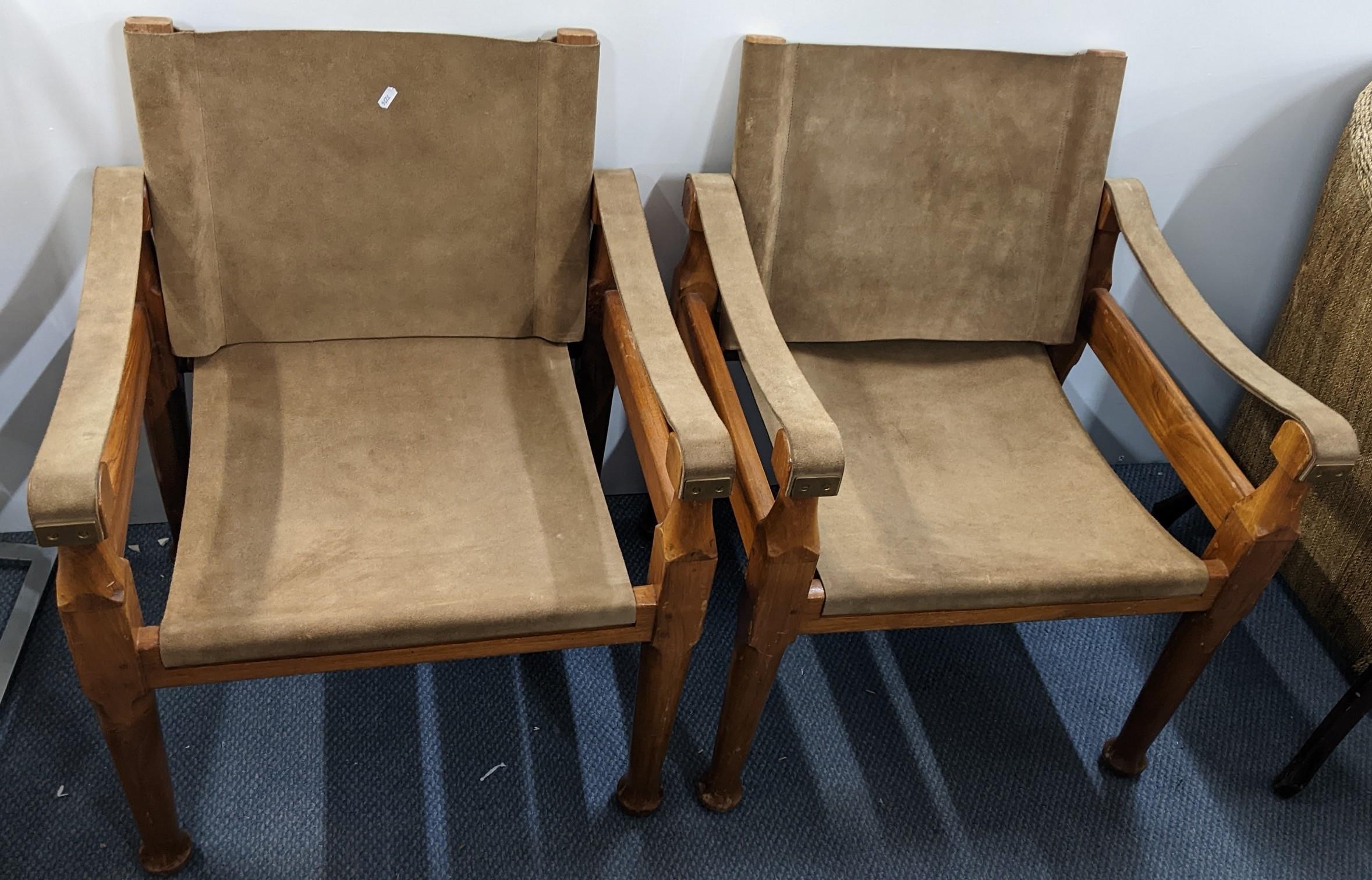 In the manner of Kaar Klint, a pair of safari chairs made by Michael D-Souza for 'Mufti' Location: - Image 2 of 4
