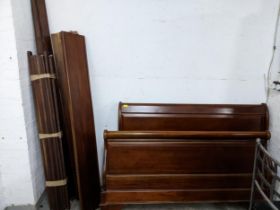A good quality mahogany sleigh bed, head and footboards with slide slats and base slats, Location: