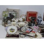 A mixed lot to include wooden ducks, mixed silver plate to include a pierced oval shaped bowl,