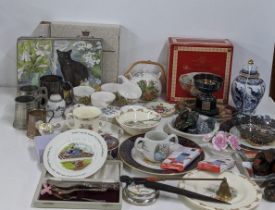 A mixed lot to include wooden ducks, mixed silver plate to include a pierced oval shaped bowl,