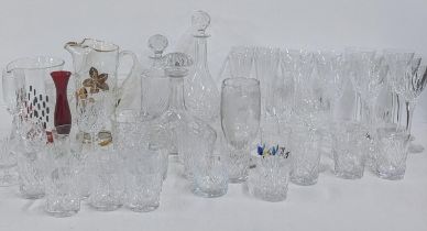 A quantity of glassware to include various crystal cut drinking glasses, three crystal cut