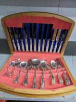 Smith Seymour Ltd, Sheffield, silver plated and stainless steel cutlery set in wooden box Location: