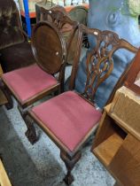 A pair of 1920s reproduction George III style chairs and a mahogany tray, Location: