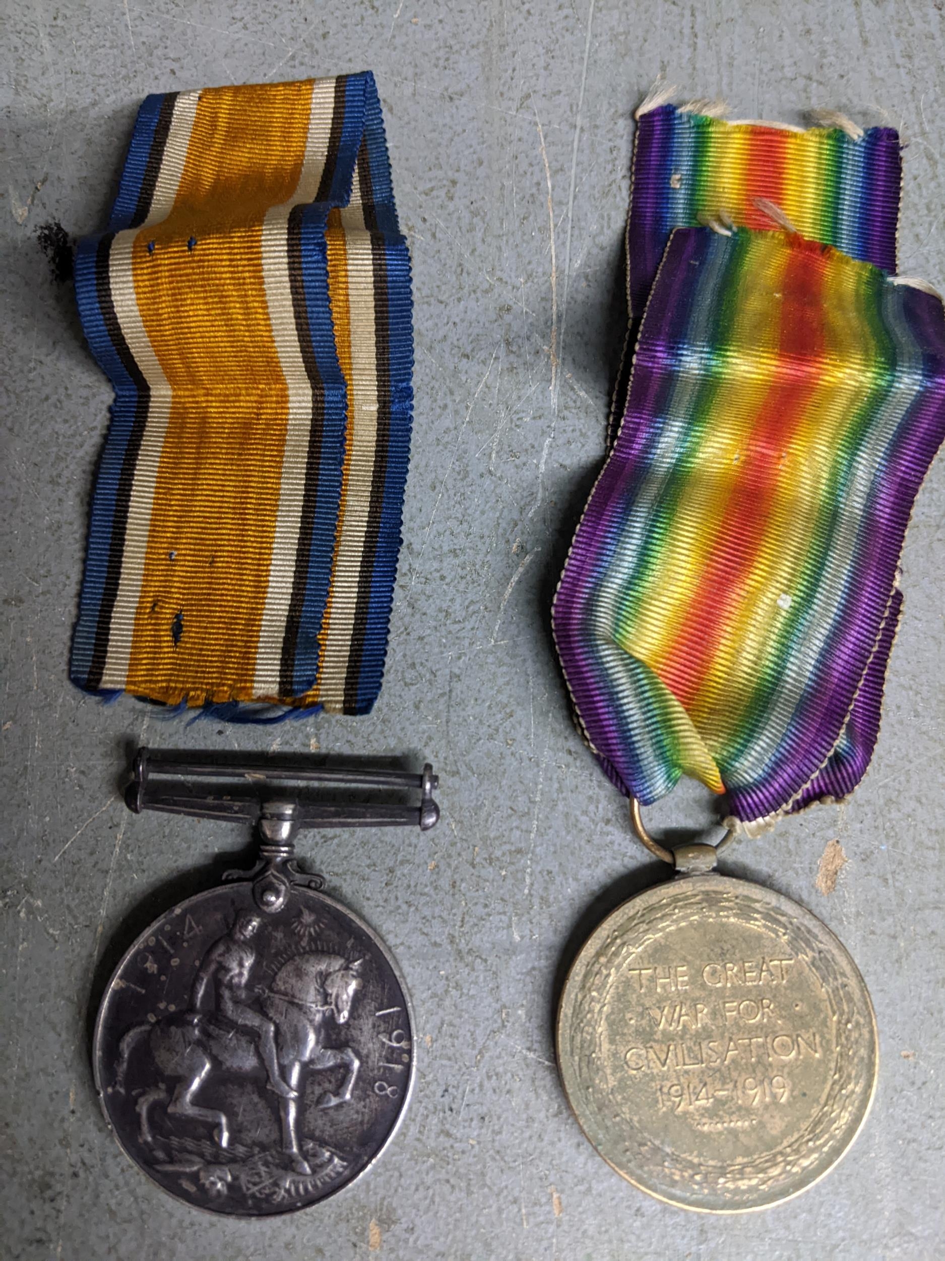 Two 1st world war BWM and Victory medal campaign group ribbons, named to GS -78643Pte G Graver, - Image 4 of 4
