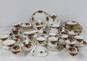 Royal Albert Old Country Rose to include a tea and coffee pot, part dinner service to include a