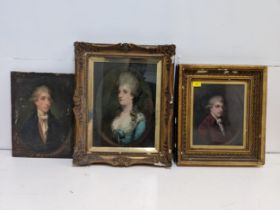 18th/19th century British School - three portraits, oil on canvas, two with frames, Location: