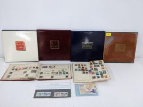 4 box of special stamps 1984 -87 and 2 small albums of world stamps, 1st day cover and loose