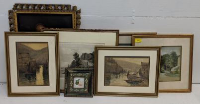 Pictures to include H E Butler - a pair of Cornish harbour scenes, Barraclough, a view of a cottage,