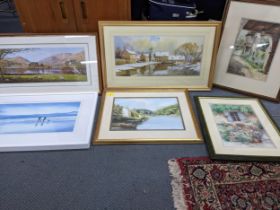 A selection of framed and glazed watercolours and limited edition prints, to include Pru