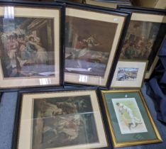 Mixed pictures to include a set of four 19th century G. Keating engravings and two signed limited