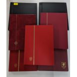 Seven stamp albums to include examples from Jamaica, Isle of Man, Mauritius and other countries,