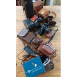 A quantity of vintage cameras and accessories to include a Chinon CM-4S, Location: SL
