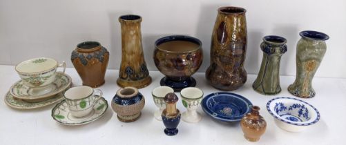 A collection of Royal Doulton to include a Ormonde pattern trio set, 6890 vase, 7578 baluster vase
