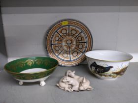 Ceramics to include Franklin porcelain The Game Birds Bowl, Coalport bowl on three leaf scrolled end