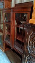 An Edwardian inlaid mahogany display cabinet with a pair of doors, 185cmh x 111cm w, Location: