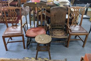 Four chairs to include a pair of early 20th century mahogany Chippendale style chairs, Art Nouveau